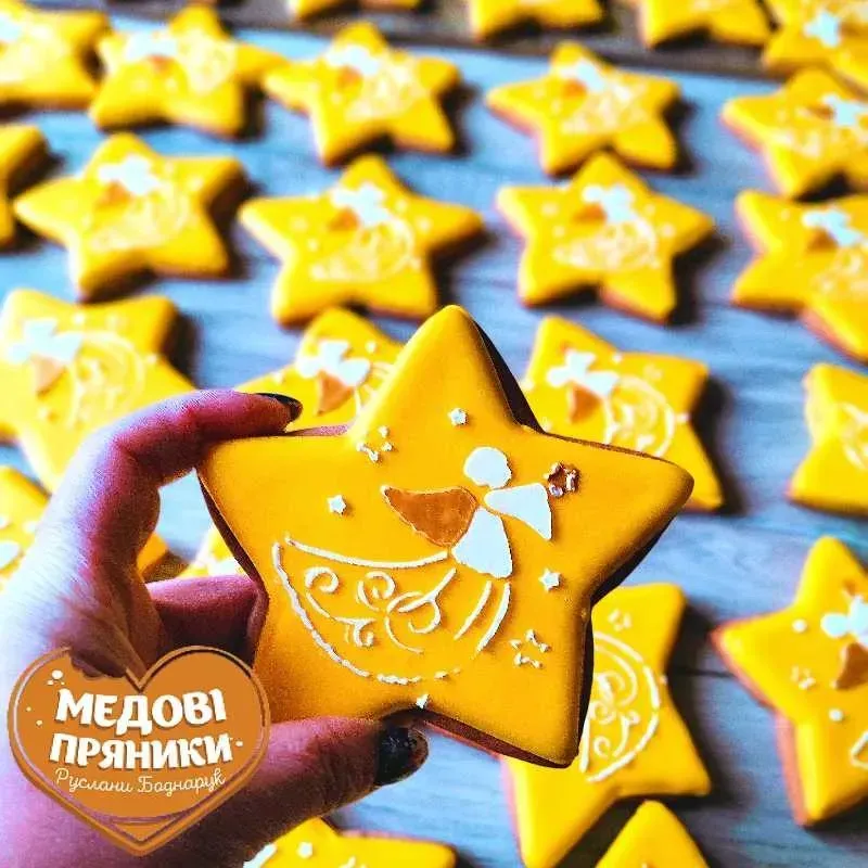 Великий Пряник "Різдвяна зірка"/НОВОРІЧНІ ПРЯНИКИ КУПИТИ ЗАМОВИТИ | Medyanik