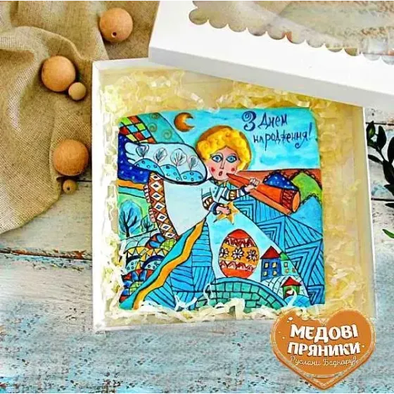 Пряник-листівка "Зимовий ангел" – святковий подарунок | Medyanik