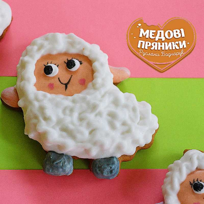 Пряник-топер "Баранчик" на паску – Великодній декор | Medyanik