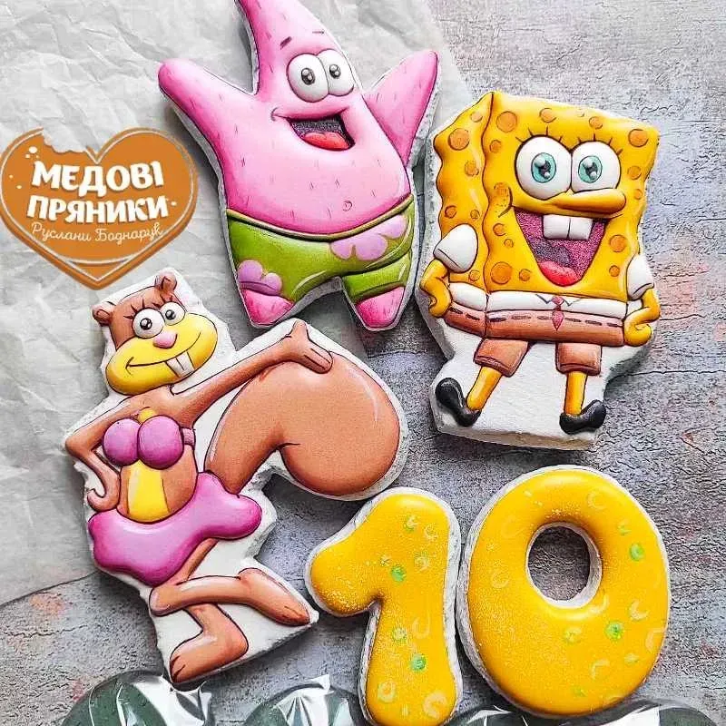 Набір пряників «Губка Боб з цифрами» – яскравий солодкий подарунок | Medyanik