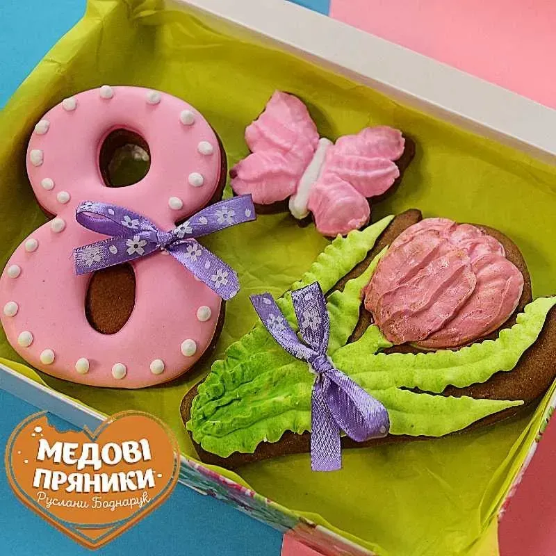 ПРЯНИК 8ка, НЕЖНЫЙ ТЮЛЬПАН НА 8МАРТА /медовые пряники Киев заказ | Medyanik