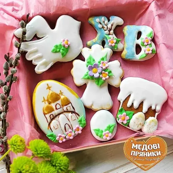 НАБІР ПРЯНИКІВ НА ВЕЛИКДЕНЬ З КВІТАМИ✨ВЕЛИКОДНІ ПРЯНИКИ | ✅MEDYANIK