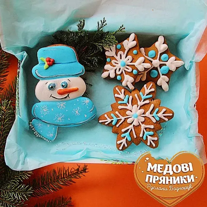 НОВОРІЧНІ ПРЯНИКИ НАБІР "Новорічний сніговик"✨ПРЯНИКИ НОВИЙ РІК | Medyanik