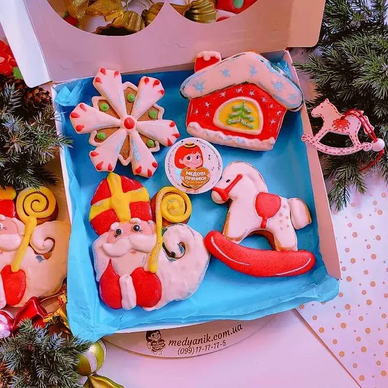 ▷ ❄ Новогодний подарок, Набір, НОВОРІЧНІ ПРЯНИКИ,МИКОЛАЙКО✨КУПИТИ | Medyanik