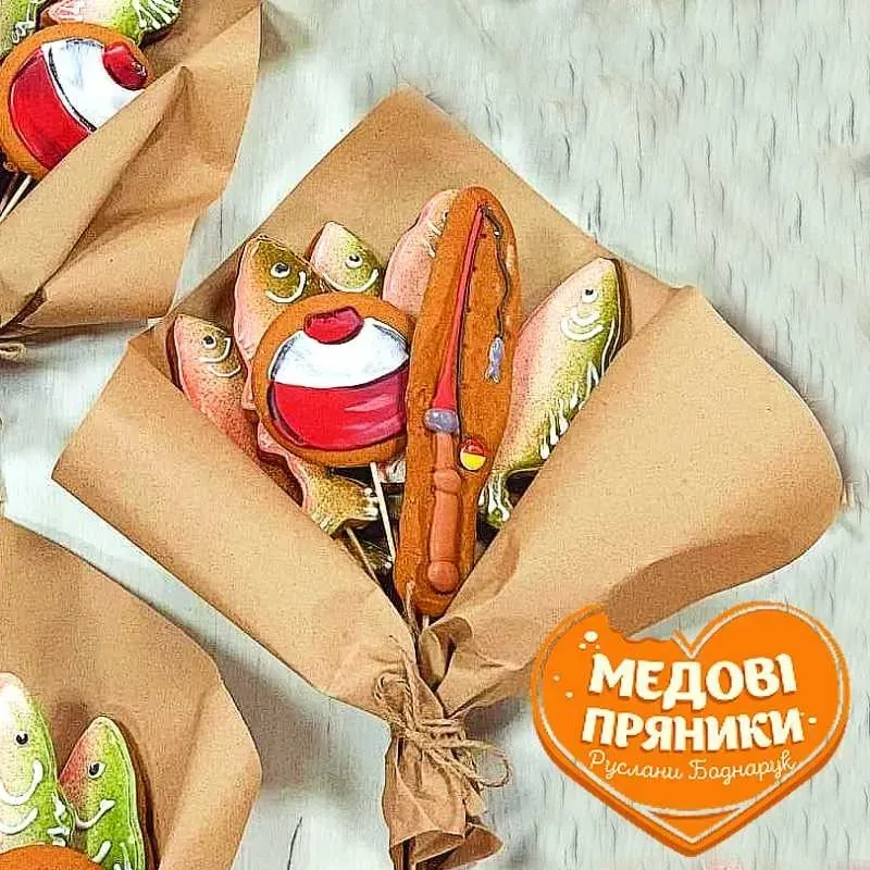 НЕОБЫЧНО КРАСИВЫЙ ПОДАРОК НА ДЕНЬ РЫБАКА / РЫБНЫЙ БУКЕТ МЕДОВЫЕ ПРЯНИКИ | Medyanik