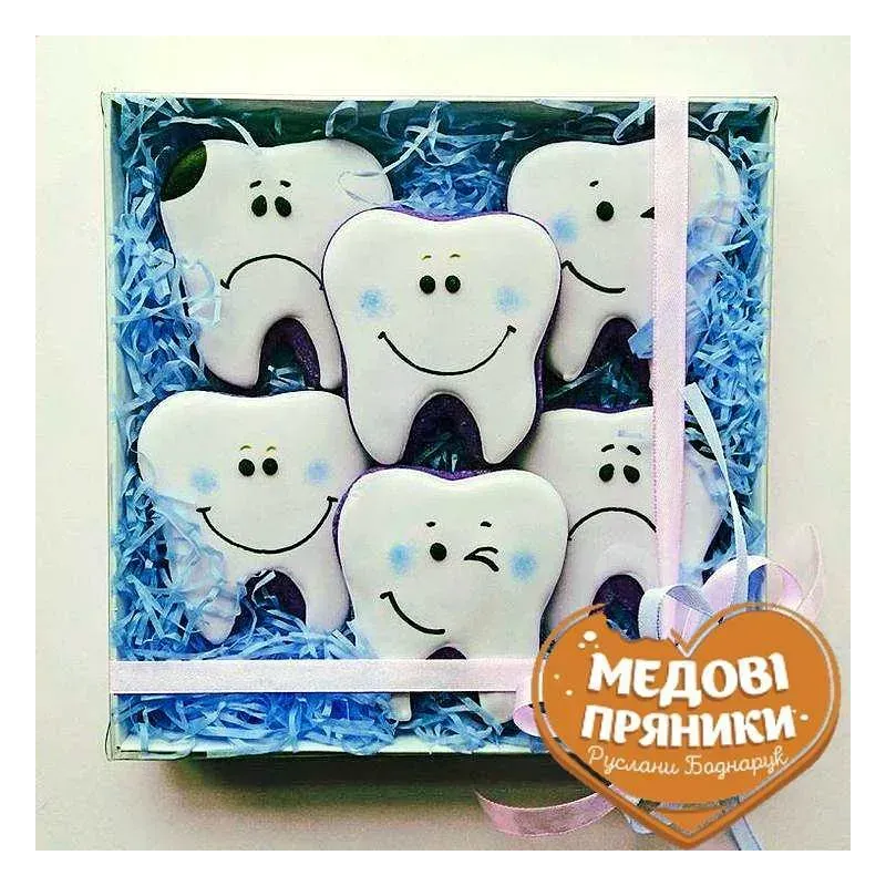 пряничный набор в коробке, пряники зубы, стоматологу