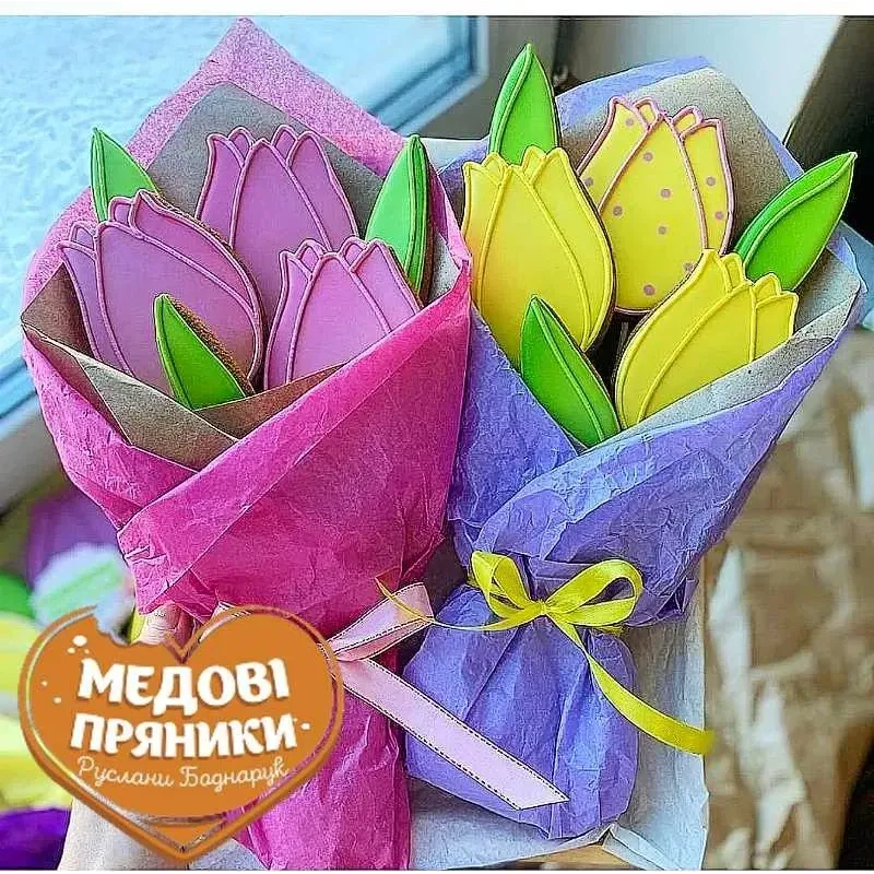 НАБОР МЕДОВЫЕ ПРЯНИКИ БУКЕТ "Весенние цветы ТЮЛЬПАНЫ"| Medyanik